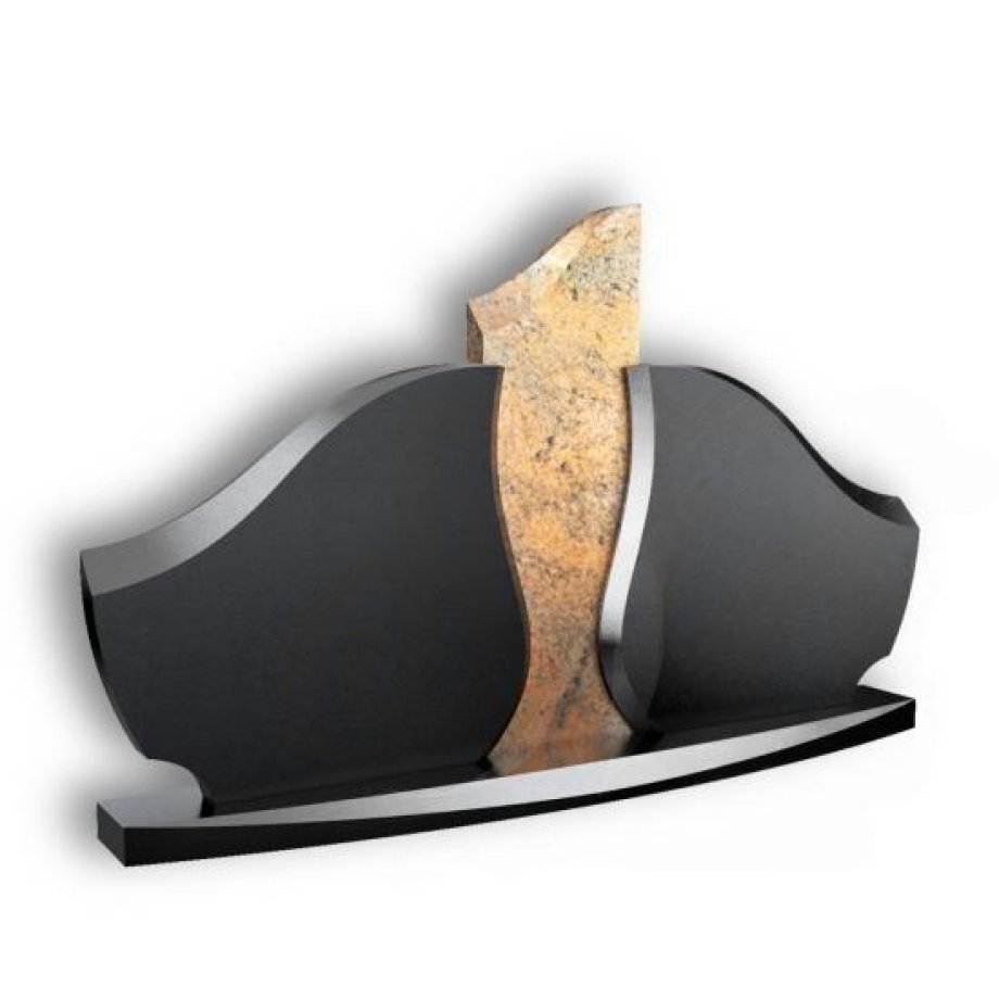 Divvietīgais kapakmens ar izliektu sarkano granīta akcentu Elegance B