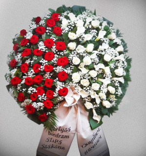 Bēru vainags Baltās un sarkanās rozes 1,1 m Nr.33