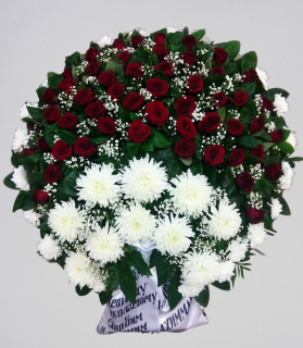Bēru vainags Ekskluzīvie vainagi bordo rozes un baltā    1,1m Nr.57